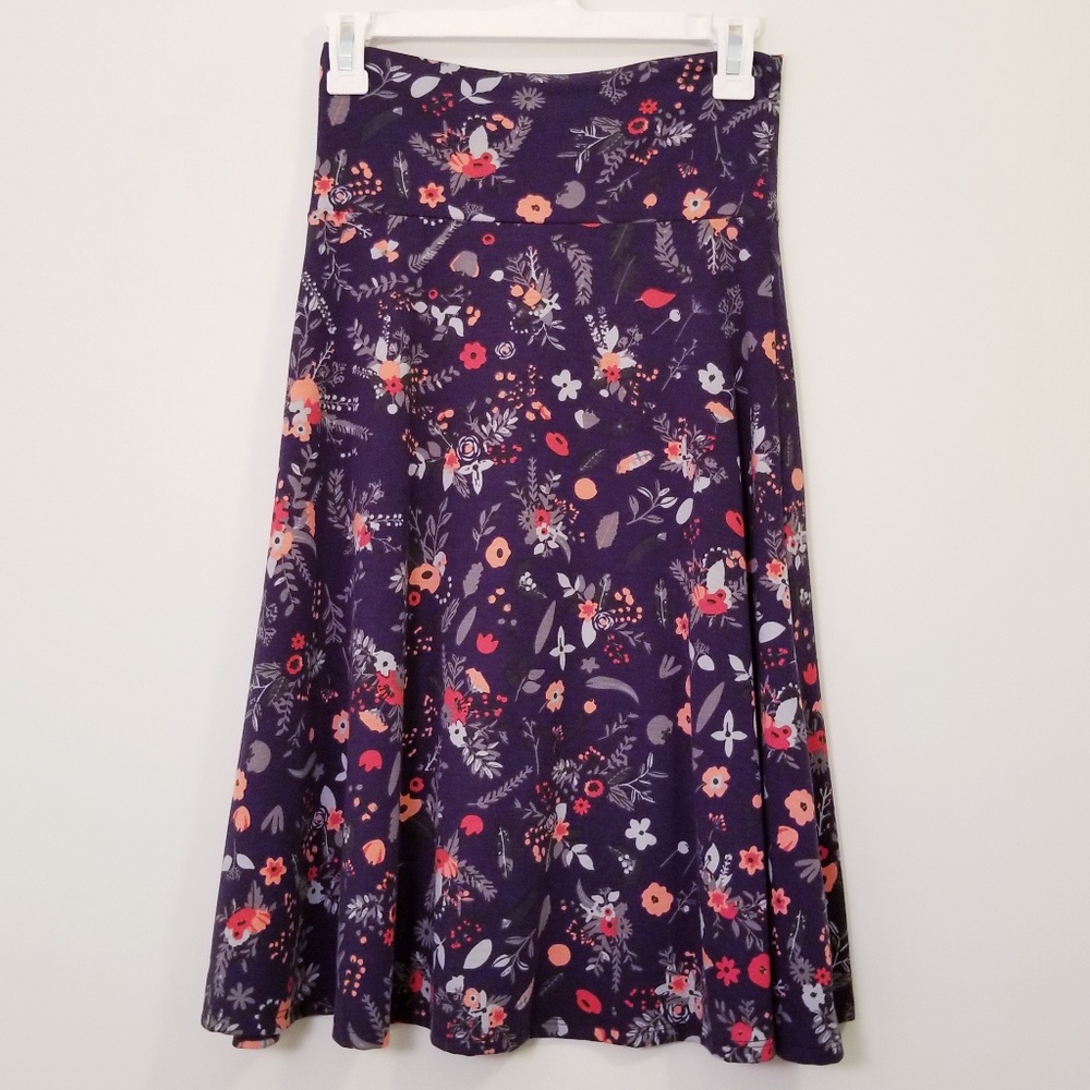 Lularoe XS Azure Purple Floral A Line Skirt